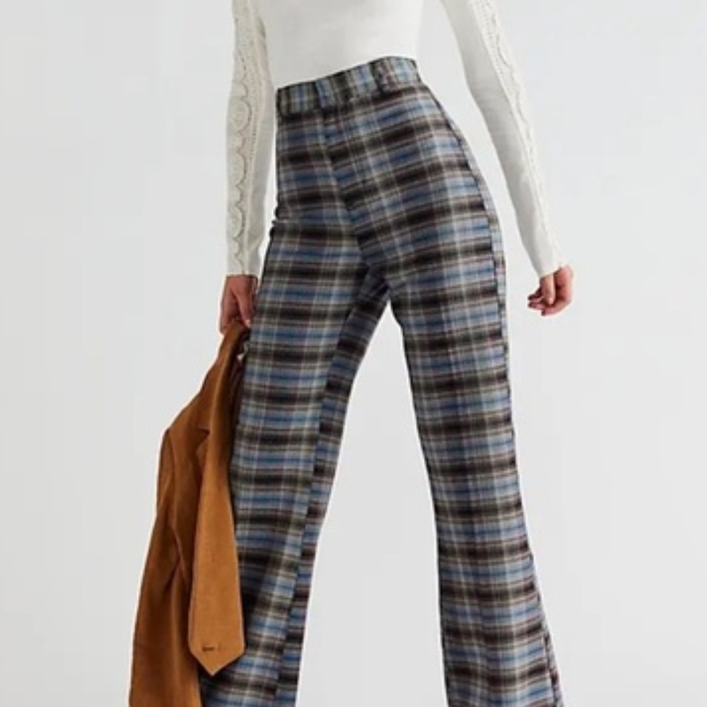 Plaid Wide Leg Pants